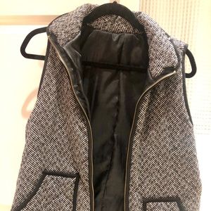 Black and White Herringbone Quilted Vest